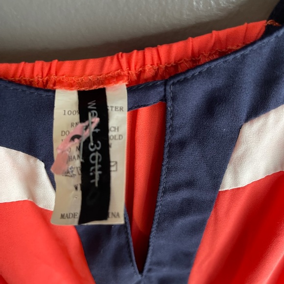 Coral maxi dress with navy and white accents - Picture 4 of 4